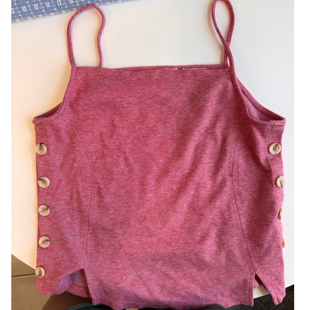 Meadow Rue Anthropologie Pink Textured Square Neck Cami Spaghetti Strap Tank Top
